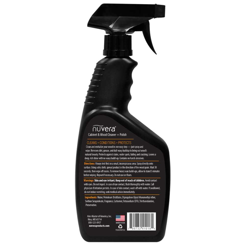 Nuvera Cabinet and Wood Cleaner - back