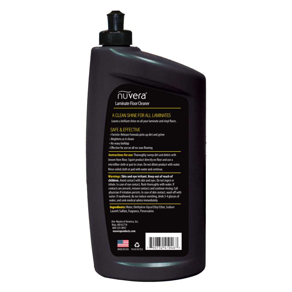 Nuvera Laminate Floor Cleaner 32oz - back