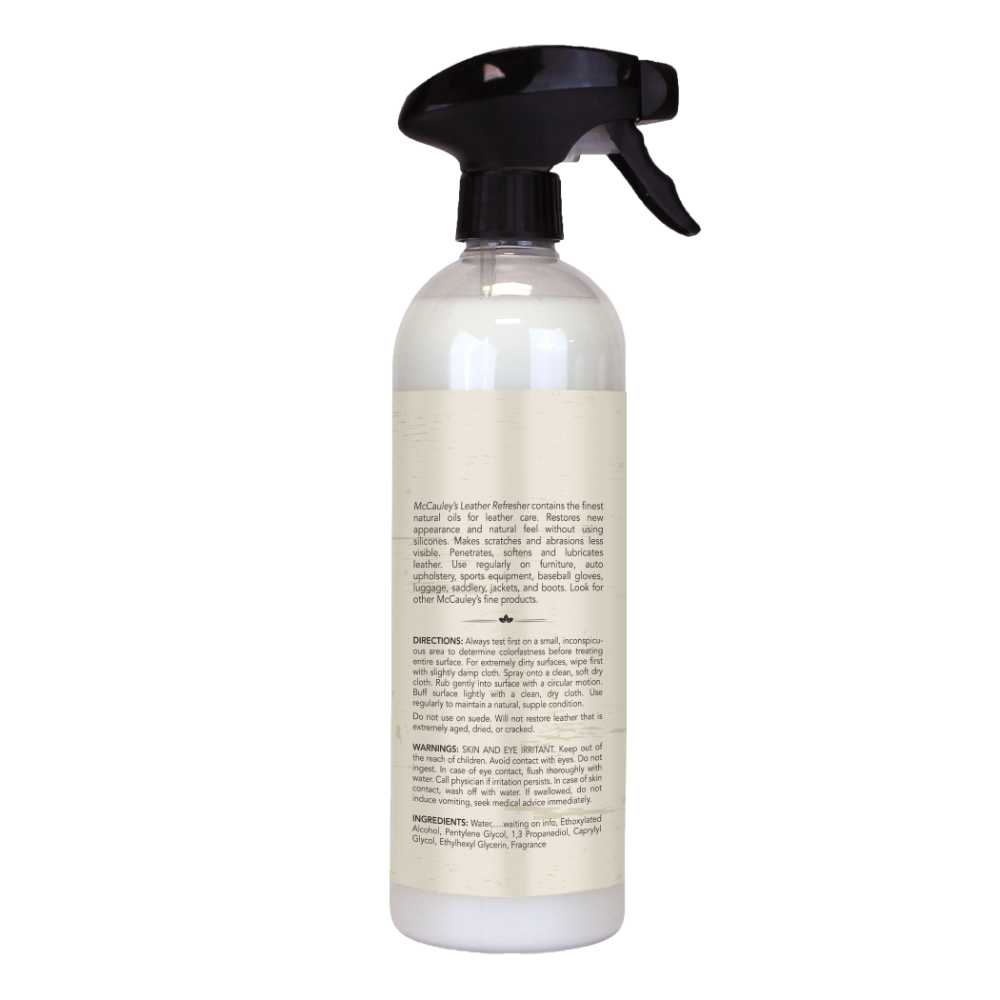 McCauley's Leather Refresher Cleaner Conditioner - back