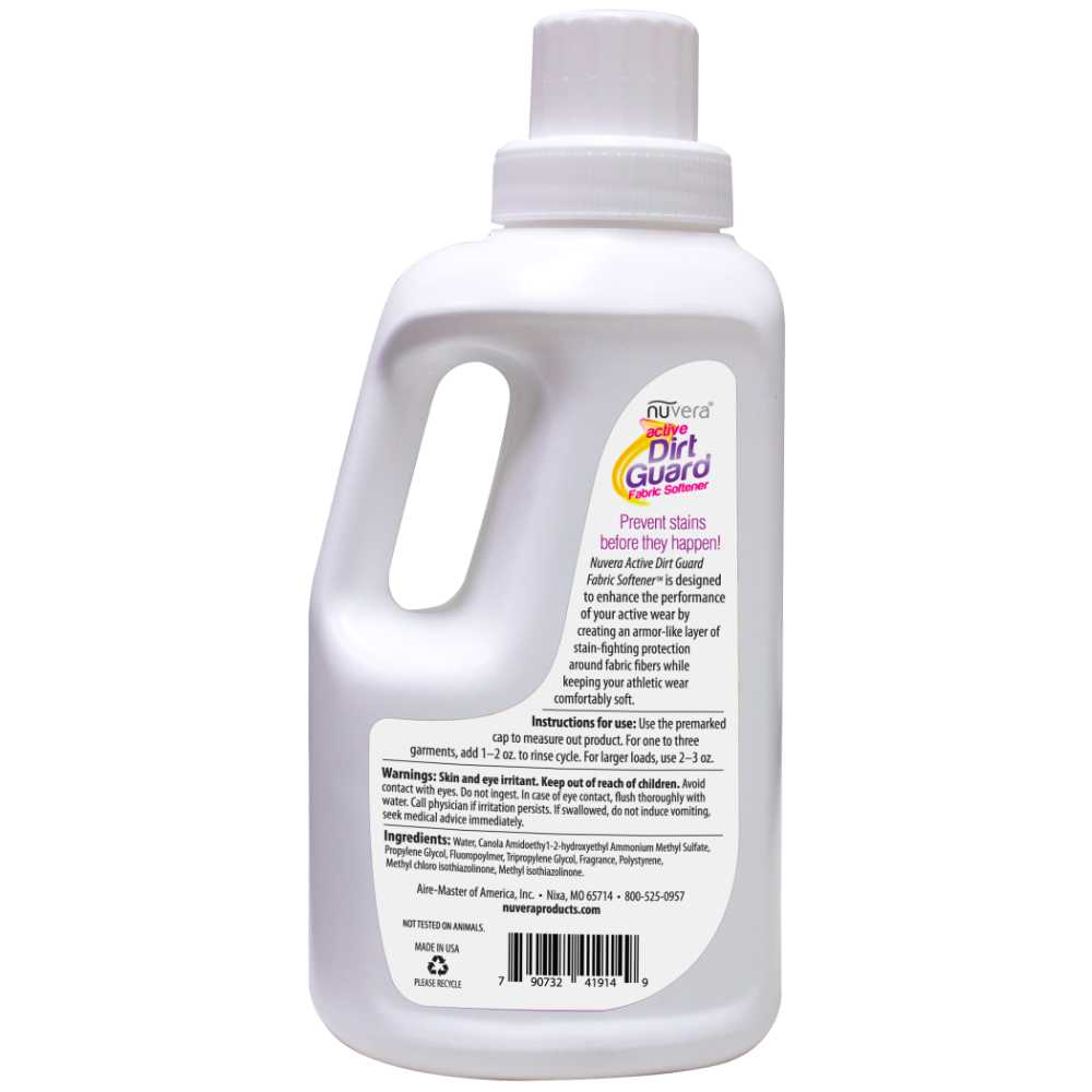 Nuvera Active Dirt Guard Fabric Softener - back